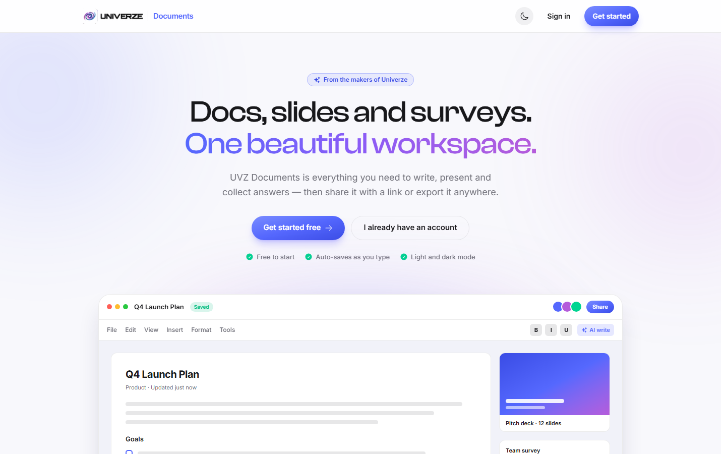 UVZ Documents & UVZ Mail home page
